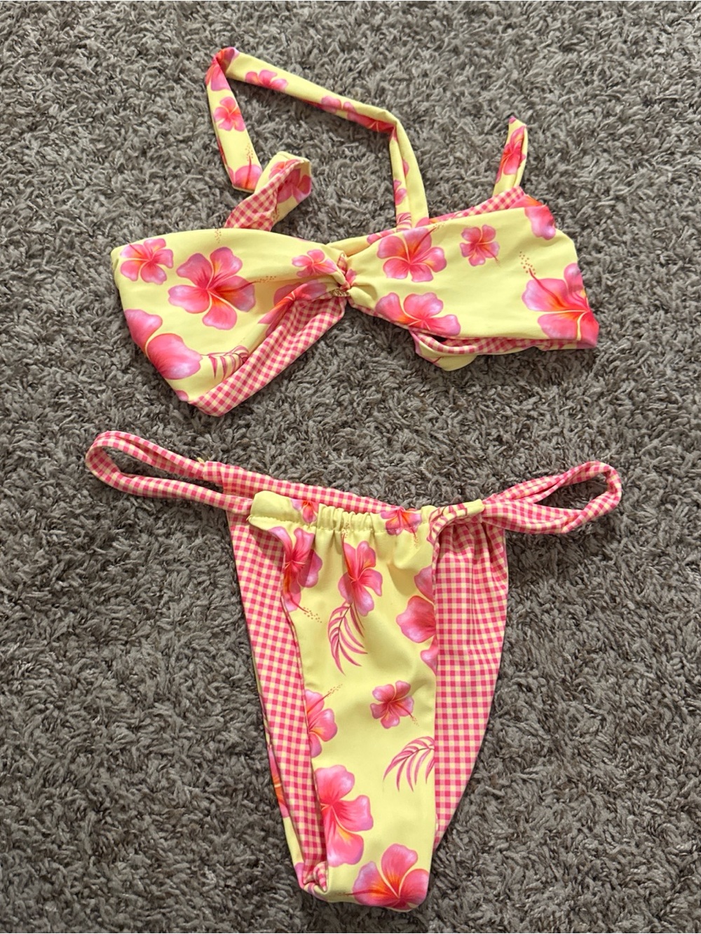 Kids Two-Piece Yellow & Pink Floral Bikini